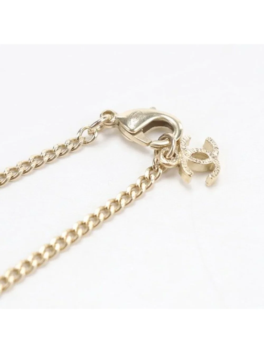 Chanel Rhinestone CC Logo Necklace Metal